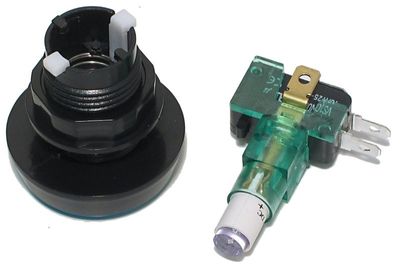 MIKROKYTKIN ISOLLA PAINIKKEELLA JA SINISELLÄ 12V LEDIVALOLLA