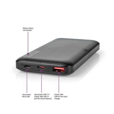 MATKA-AKKU 1x USB-A 1x USB-C 5V 10Ah musta