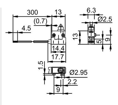 MIKROKYTKIN 1-VAIHTO 2A 24V IP67 30cm JOHDOILLA