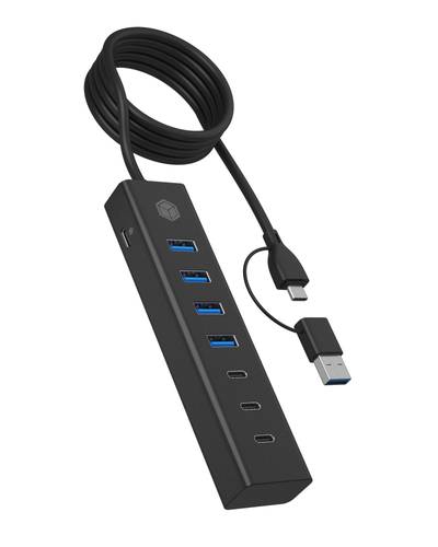 ICY BOX IB-HUB1737-C3 7-porttinen USB 3.0 / USB 3.2 Gen 1 -hubi