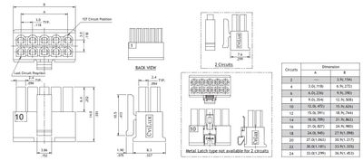 3,0mm 16pole female wire UL 94V-0