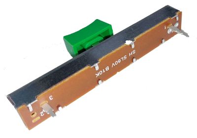 LIUKUPOTENTIOMETRI 60mm MONO LINEAARI(B) 10kohm NUPILLA (vihreä) LIUKUPOTENTIOMETRI 60mm MONO LINEAARI(B) 10kohm NUPILLA (vihreä)