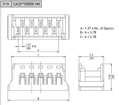 1.27mm 8pole female wire housing for crimp