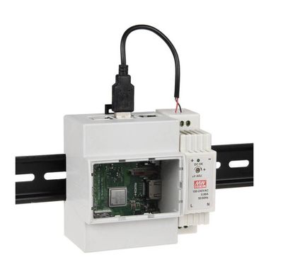 RASPBERRY PI 3B+ DIN-KISKOKOTELO HARMAA