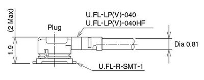 U.FL - U.FL 43mm d0,81mm mikrokoaksiaali välikaapeli
