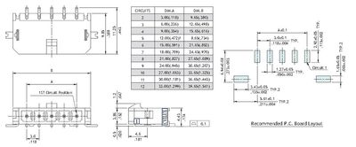 3,0mm 1x6pole smd male RA Sn UL 94V-0