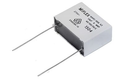 HÄIRIÖNPOISTOKONDENSAATTORI 1µF 275V~X2 R27,5 HÄIRIÖNPOISTOKONDENSAATTORI 1µF 275V~X2 R27,5