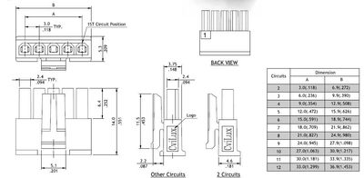 3,0mm 1x4pole female wire UL 94V-0