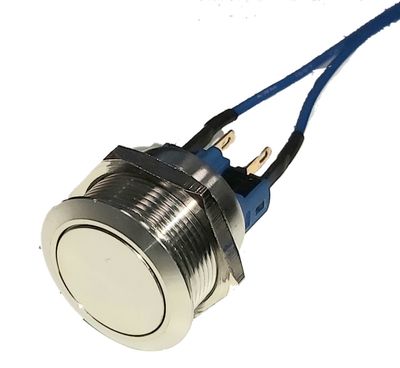 SULKEUTUVA VANDAL PROOF PAINOKYTKIN ON-(OFF) 5A 22mm Johdoilla