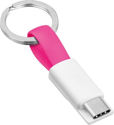 USB-Avainrengaskaapeli A-uros / C-uros 0,1m pinkki