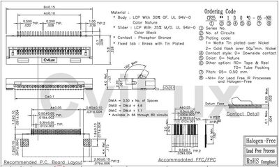 FFC 0,5mm 10pole  smd ZIF tube