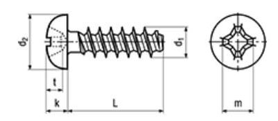 RISTIKANTAPELTIRUUVI 1,8x8mm